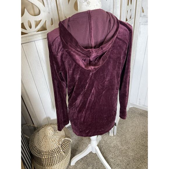 Pure Jill WOMENS Small Jacket Purple Velour Zip Hoodie Sweatshirt Lightweight - Picture 2 of 6